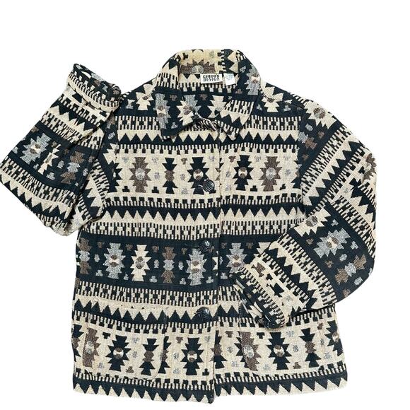 Women's Vintage Chico's Boho Aztec Tapestry Jacket Small - Picture 1 of 4